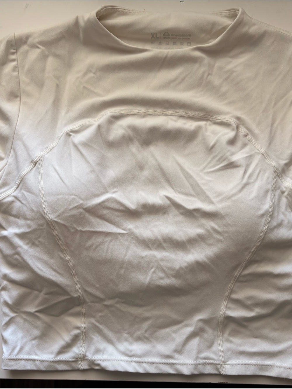 White Seam-Detail Performance Crop Top